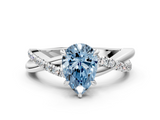 White gold Fancy Blue Pear  Cut Diamond Twisted Band with Pavé Setting and Four-Prong Setting_20