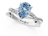 White gold Fancy Blue Pear  Cut Diamond Twisted Band with Pavé Setting and Four-Prong Setting_20
