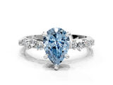 White gold Fancy Blue Pear  Cut Diamond Vine Band with Four-Prong Setting_87