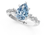 White gold Fancy Blue Pear  Cut Diamond Vine Band with Four-Prong Setting_88