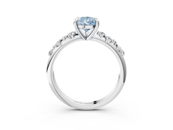 Sterling Silver Pear-Shaped Solitaire Engagement Ring Setting for Fancy Blue Center with Graduated Scattered Accents