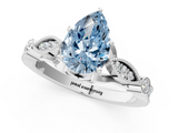 White gold Fancy Blue Pear  Cut Diamond with Milgrain Marquise and Bezel Accents on a Solitaire Band with Prong Setting_242