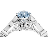 White gold Fancy Blue Pear  Cut Diamond with Milgrain Marquise and Bezel Accents on a Solitaire Band with Prong Setting_245
