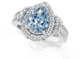 White gold Fancy Blue Pear  Cut Double Halo Diamond Engagement Ring with Pave Band and Four-Prong Setting_38