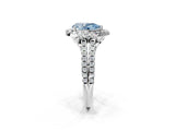 White gold Fancy Blue Pear  Cut Double Halo Diamond Engagement Ring with Pave Band and Four-Prong Setting_39