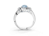 White gold Fancy Blue Pear  Cut Double Halo Diamond Engagement Ring with Pave Band and Four-Prong Setting_40