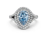 White gold Fancy Blue Pear  Cut Double Halo Split Shank Diamond Ring with Prong Setting_49