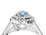 White gold Fancy Blue Pear  Cut Double Halo Split Shank Diamond Ring with Prong Setting_53