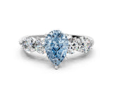 White gold Fancy Blue Pear  Cut Five-Stone Prong Set Diamond Ring with Classic Band_32