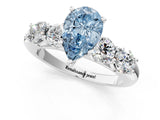 White gold Fancy Blue Pear  Cut Five-Stone Prong Set Diamond Ring with Classic Band_33
