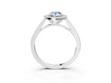 White gold Fancy Blue Pear Cut Halo Bezel Diamond Pave Band Ring_3