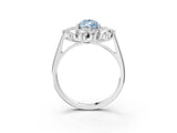 White gold Fancy Blue Pear Cut Halo Cluster Diamond Ring with Pave Band and Four-Prong Setting_21