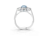 White gold Fancy Blue Pear Cut Halo Cluster Diamond Ring with Pave Band and Four-Prong Setting_3