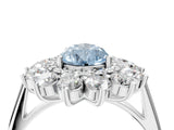 White gold Fancy Blue Pear Cut Halo Cluster Diamond Ring with Pave Band and Four-Prong Setting_4