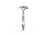 White gold Fancy Blue Pear  Cut Halo Diamond Engagement Ring with Pave Band and Four-Prong Setting_30