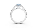 White gold Fancy Blue Pear  Cut Halo Diamond Engagement Ring with Pave Band and Four-Prong Setting_31