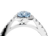 White gold Fancy Blue Pear  Cut Halo Diamond Engagement Ring with Pave Band and Four-Prong Setting_32