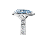 White gold Fancy Blue Pear  Cut Halo Diamond Engagement Ring with Pave Band and Four-Prong Setting_33