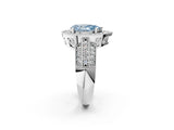 White gold Fancy Blue Pear Cut Halo Diamond Engagement Ring with Pave Split Shank and Four-Prong Setting_2