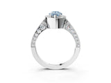 White gold Fancy Blue Pear Cut Halo Diamond Engagement Ring with Split Shank Band and Four-Prong Setting_15