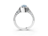 White gold Fancy Blue Pear Cut Halo Diamond Engagement Ring with Split Shank Band and Four-Prong Setting_3