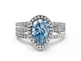 White gold Fancy Blue Pear  Cut Halo Diamond Engagement Ring with Split Shank and Four-Prong Setting_20