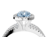 White gold Fancy Blue Pear  Cut Halo Diamond Engagement Ring with Split Shank and Four-Prong Setting_24