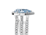 White gold Fancy Blue Pear  Cut Halo Diamond Engagement Ring with Split Shank and Four-Prong Setting_25