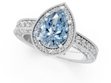 White gold Fancy Blue Pear  Cut Halo Diamond Pave Band Ring with Four-Prong Setting_46