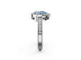 White gold Fancy Blue Pear  Cut Halo Diamond Pave Band Ring with Four-Prong Setting_47