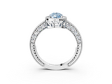 White gold Fancy Blue Pear  Cut Halo Diamond Pave Band Ring with Four-Prong Setting_48