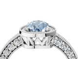White gold Fancy Blue Pear  Cut Halo Diamond Pave Band Ring with Four-Prong Setting_49