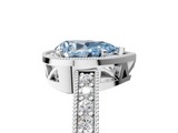 White gold Fancy Blue Pear  Cut Halo Diamond Pave Band Ring with Four-Prong Setting_50
