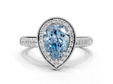 White gold Fancy Blue Pear  Cut Halo Diamond Pave Band with Four-Prong Setting_37