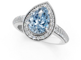 White gold Fancy Blue Pear  Cut Halo Diamond Pave Band with Four-Prong Setting_38