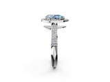 White gold Fancy Blue Pear  Cut Halo Diamond Pave Band with Four-Prong Setting_39