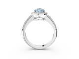 White gold Fancy Blue Pear  Cut Halo Diamond Pave Band with Four-Prong Setting_40
