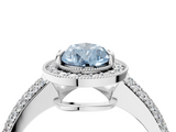 White gold Fancy Blue Pear  Cut Halo Diamond Pave Band with Four-Prong Setting_41