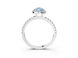 White gold Fancy Blue Pear Cut Halo Diamond Pave Band with Prong Setting_3