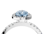 White gold Fancy Blue Pear Cut Halo Diamond Pave Band with Prong Setting_4