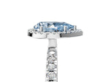 White gold Fancy Blue Pear Cut Halo Diamond Pave Band with Prong Setting_5