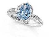 White gold Fancy Blue Pear  Cut Halo Diamond Ring with Channel Set Band and Four-Prong Setting_33