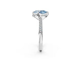 White gold Fancy Blue Pear  Cut Halo Diamond Ring with Channel Set Band and Four-Prong Setting_34