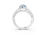White gold Fancy Blue Pear  Cut Halo Diamond Ring with Channel Set Band and Four-Prong Setting_35