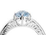 White gold Fancy Blue Pear  Cut Halo Diamond Ring with Channel Set Band and Four-Prong Setting_36