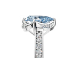 White gold Fancy Blue Pear  Cut Halo Diamond Ring with Channel Set Band and Four-Prong Setting_37