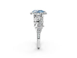 White gold Fancy Blue Pear Cut Halo Diamond Ring with Milgrain and Bezel Accents on a Split Shank Band_14