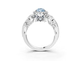White gold Fancy Blue Pear Cut Halo Diamond Ring with Milgrain and Bezel Accents on a Split Shank Band_15