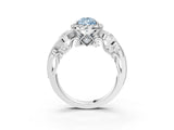 White gold Fancy Blue Pear Cut Halo Diamond Ring with Milgrain and Bezel Accents on a Split Shank Band_3