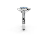 White gold Fancy Blue Pear  Cut Halo Diamond Ring with Pavé Band and Four-Prong Setting_117
